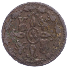 Монета 2 мараведи 1828 года Испания (реверс)