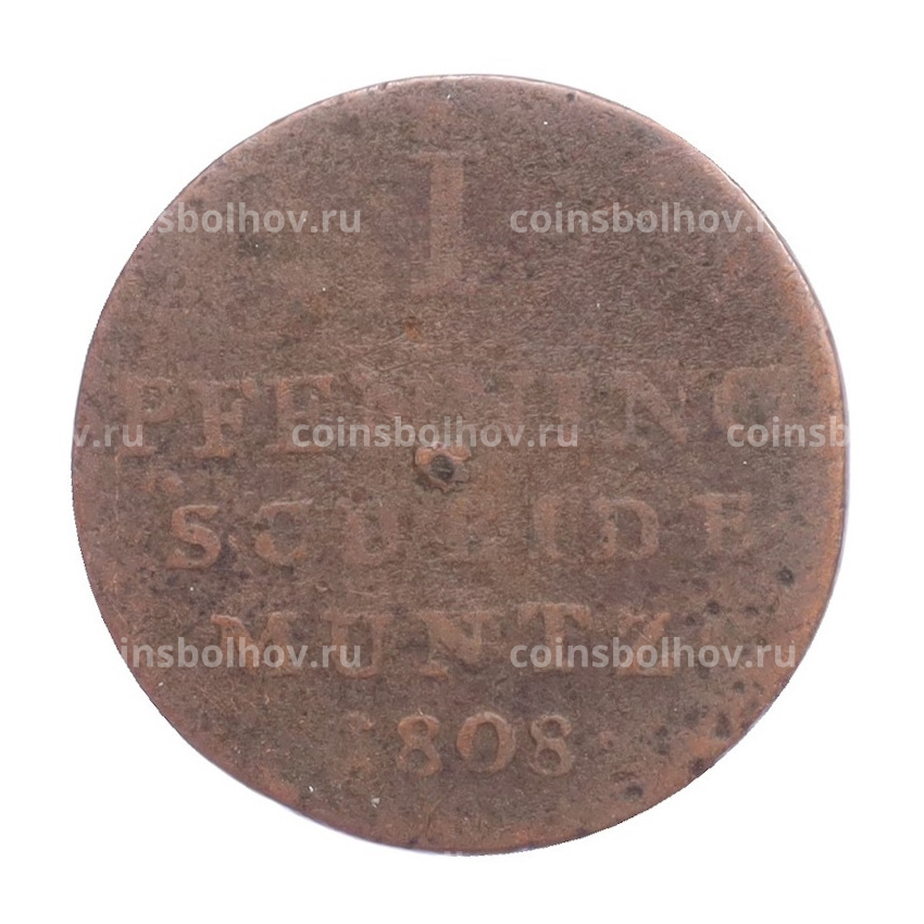 Монета 1 пфенниг 1808 года С Вестфалия