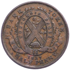 Монета 1/2 пенни 1837 года Канада — провинция Нижняя Канада (Токен) (реверс)