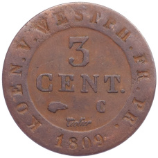 Монета 3 сантима 1809 года Вестфалия (аверс)