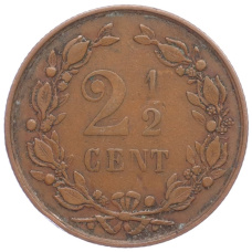 Монета 2,5 цента 1894 года Нидерланды (реверс)