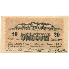 Банкнота 20 геллеров 1920 года Австрия — Фидорф (нотгельд) (вид 2)