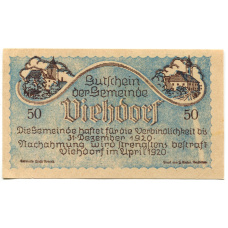 Банкнота 50 геллеров 1920 года Австрия — Фидорф (нотгельд)