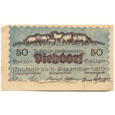 Банкнота 50 геллеров 1920 года Австрия — Фидорф (нотгельд) (вид 2)