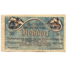 Банкнота 50 геллеров 1920 года Австрия — Фидорф (нотгельд) (вид 2)