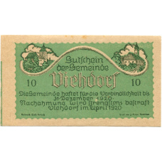 Банкнота 10 геллеров 1920 года Австрия — Фидорф (нотгельд) (вид 2)