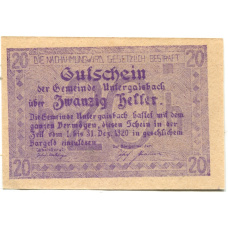 Банкнота 20 геллеров 1920 года Австрия — Унтерайсбах (нотгельд) (вид 2)