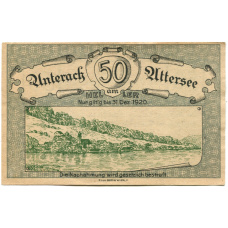 Банкнота 50 геллеров 1920 года Австрия — Унтерах-ам-Аттерзе (нотгельд)