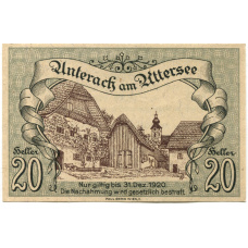 Банкнота 20 геллеров 1920 года Австрия — Унтерах-ам-Аттерзе (нотгельд)