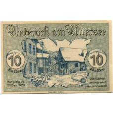 Банкнота 10 геллеров 1920 года Австрия — Унтерах-ам-Аттерзе (нотгельд)