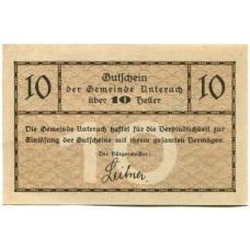 Банкнота 10 геллеров 1920 года Австрия — Унтерах-ам-Аттерзе (нотгельд) (реверс)