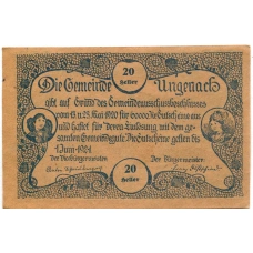 Банкнота 20 геллеров 1920 года Австрия — Унгенах (нотгельд) (вид 2)