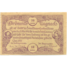 Банкнота 10 геллеров 1920 года Австрия — Унгенах (нотгельд) (реверс)