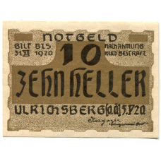 Банкнота 10 геллеров 1920 года Австрия — Ульрихсберг (нотгельд) (реверс)