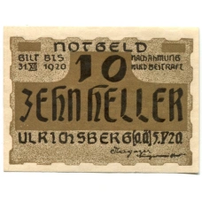Банкнота 10 геллеров 1920 года Австрия — Ульрихсберг (нотгельд) (реверс)