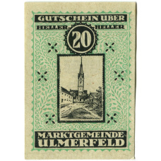 Банкнота 20 геллеров 1920 года Австрия — Ульмерфельд (нотгельд) (аверс)