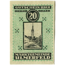 Банкнота 20 геллеров 1920 года Австрия — Ульмерфельд (нотгельд)