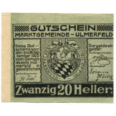 Банкнота 20 геллеров 1920 года Австрия — Ульмерфельд (нотгельд) (аверс)