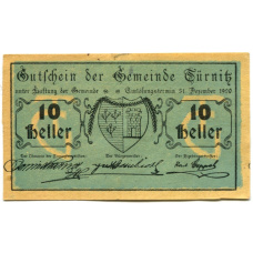 Банкнота 10 геллеров 1920 года Австрия — Тюрниц (нотгельд) (аверс)