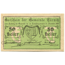 Банкнота 50 геллеров 1920 года Австрия — Тюрниц (нотгельд) (аверс)
