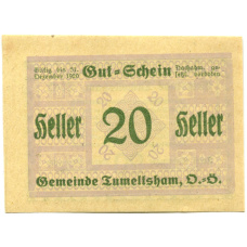 Банкнота 20 геллеров 1920 года Австрия — Тумельсхат (нотгельд) (аверс)