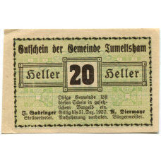 Банкнота 20 геллеров 1920 года Австрия — Тумельсхат (нотгельд) (аверс)