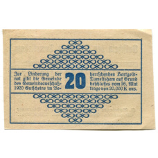 Банкнота 20 геллеров 1920 года Австрия — Тумельсхат (нотгельд) (реверс)