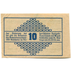 Банкнота 10 геллеров 1920 года Австрия — Тумельсхат (нотгельд) (реверс)