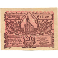 Банкнота 20 геллеров 1920 года Австрия — Тульнербах (нотгельд) (аверс)