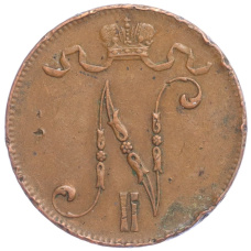 Монета 5 пенни 1916 года Русская Финляндия (реверс)