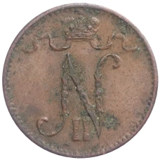 Монета 1 пенни 1915 года Русская Финляндия (реверс)