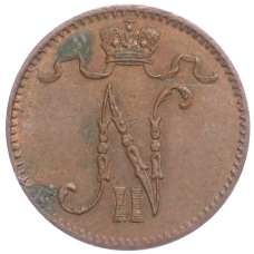 Монета 1 пенни 1915 года Русская Финляндия (реверс)