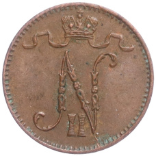 Монета 1 пенни 1915 года Русская Финляндия (реверс)