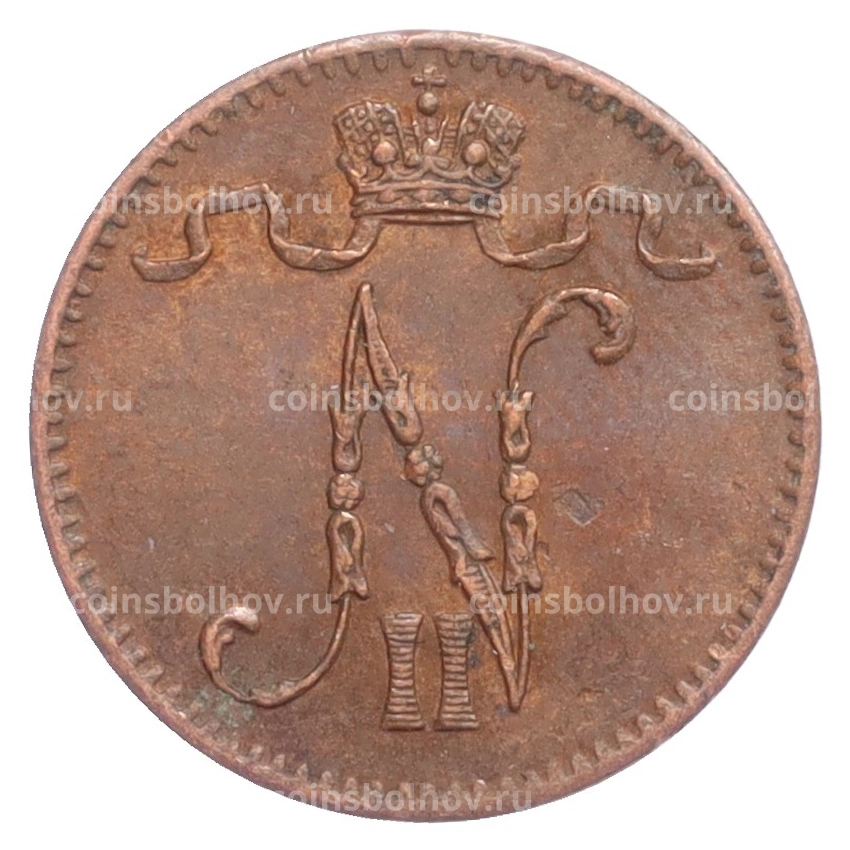 Монета 1 пенни 1907 года Русская Финляндия (вид 2)