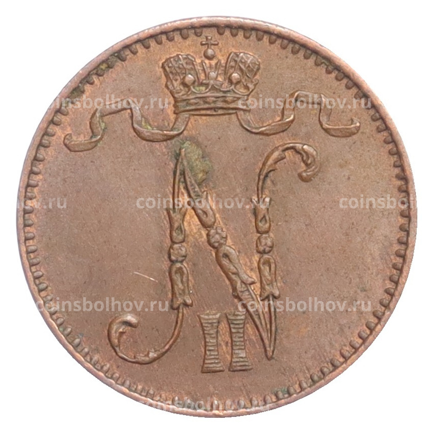 Монета 1 пенни 1909 года Русская Финляндия (вид 2)