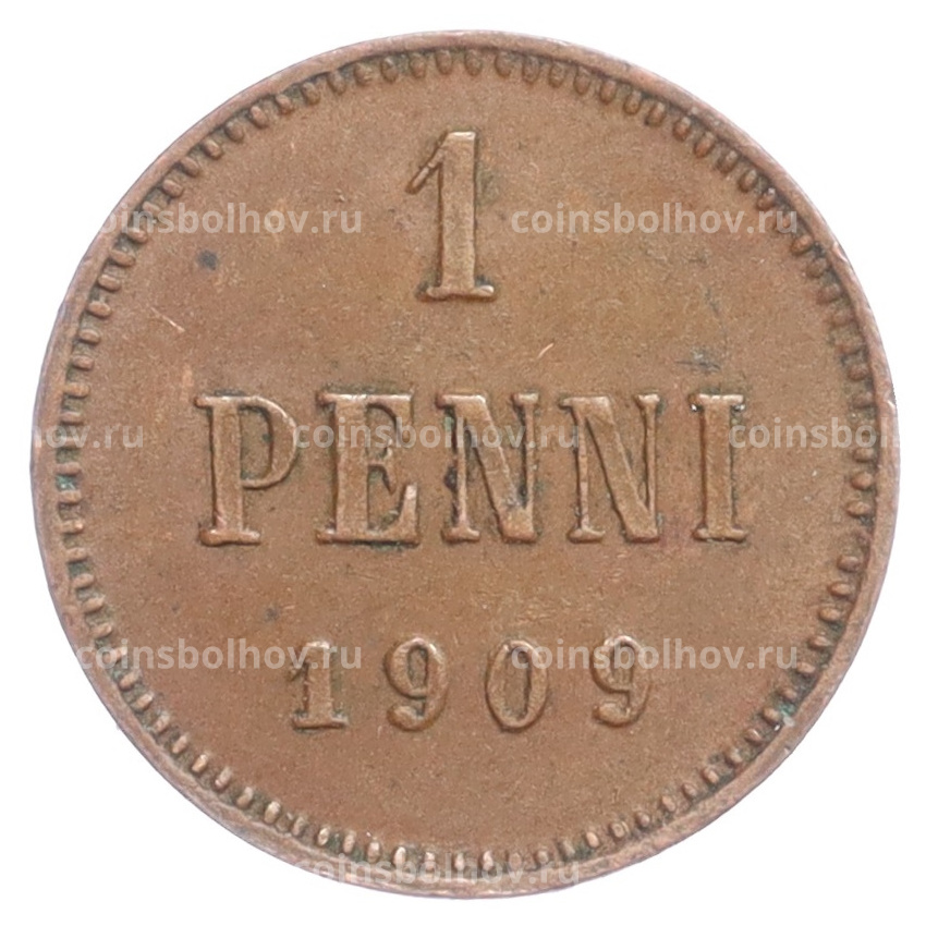 Монета 1 пенни 1909 года Русская Финляндия