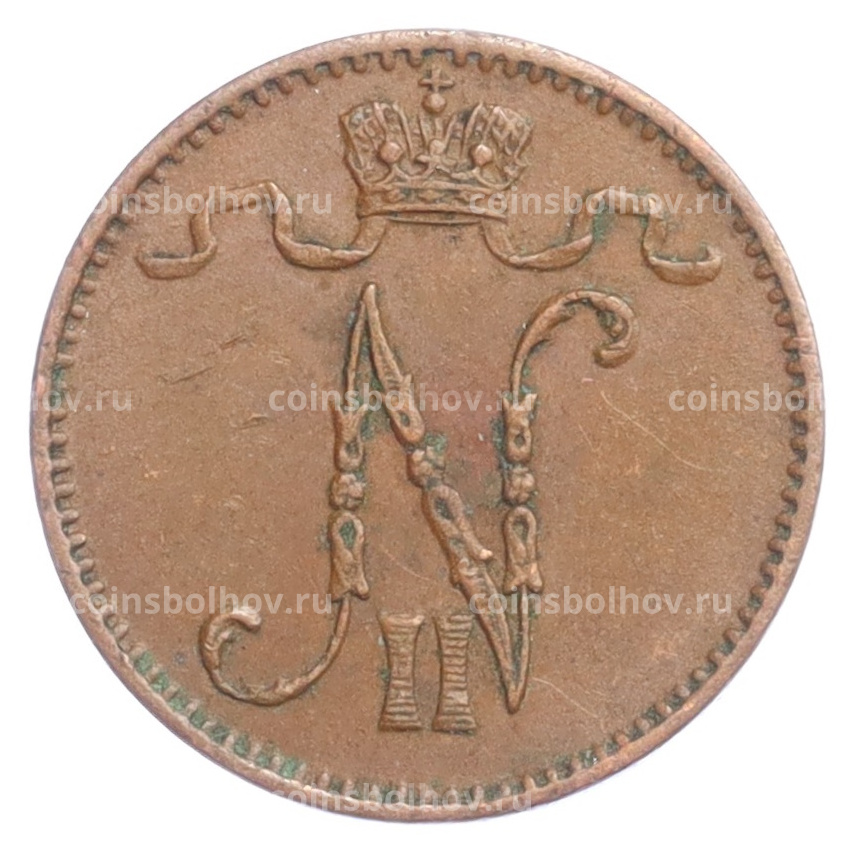 Монета 1 пенни 1909 года Русская Финляндия (вид 2)