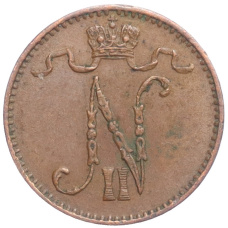 Монета 1 пенни 1909 года Русская Финляндия (реверс)