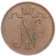 Монета 1 пенни 1909 года Русская Финляндия (реверс)