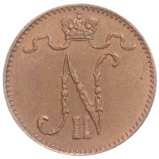 Монета 1 пенни 1909 года Русская Финляндия (реверс)