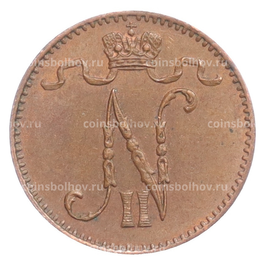 Монета 1 пенни 1909 года Русская Финляндия (вид 2)