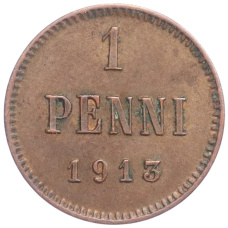 Монета 1 пенни 1913 года Русская Финляндия (аверс)