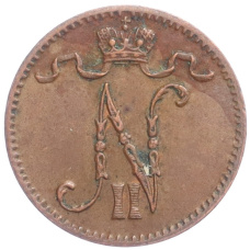 Монета 1 пенни 1913 года Русская Финляндия (реверс)