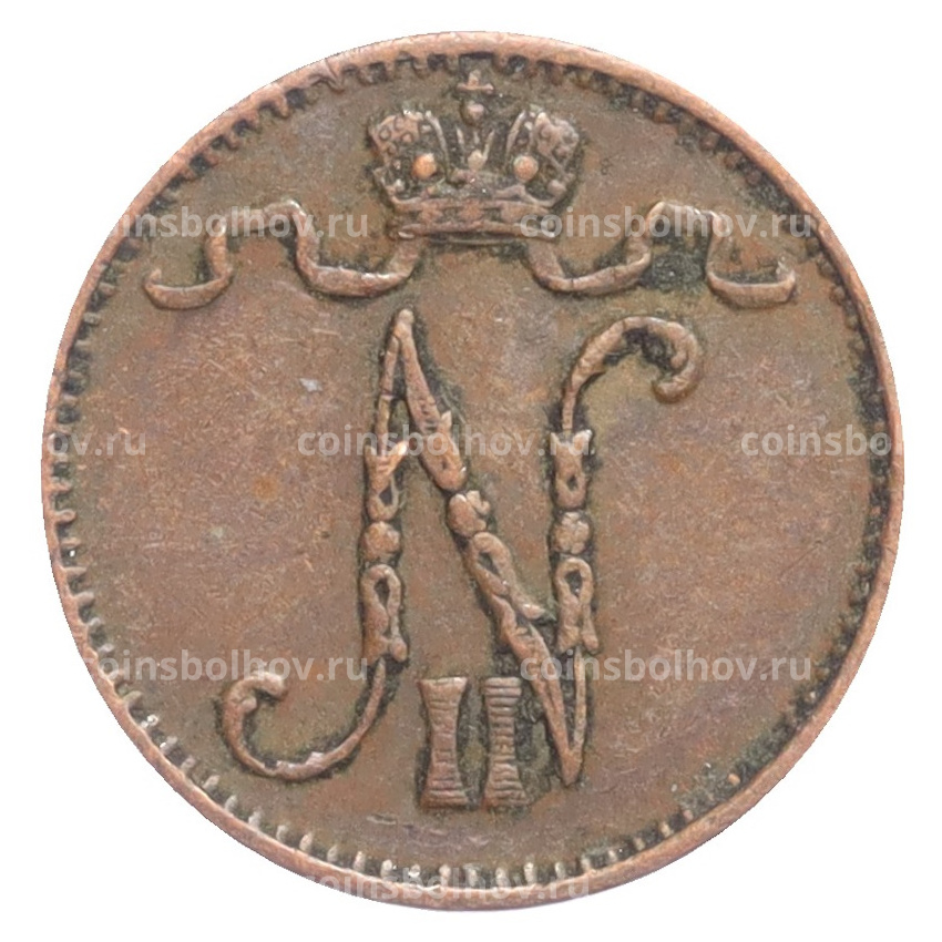 Монета 1 пенни 1907 года Русская Финляндия (вид 2)