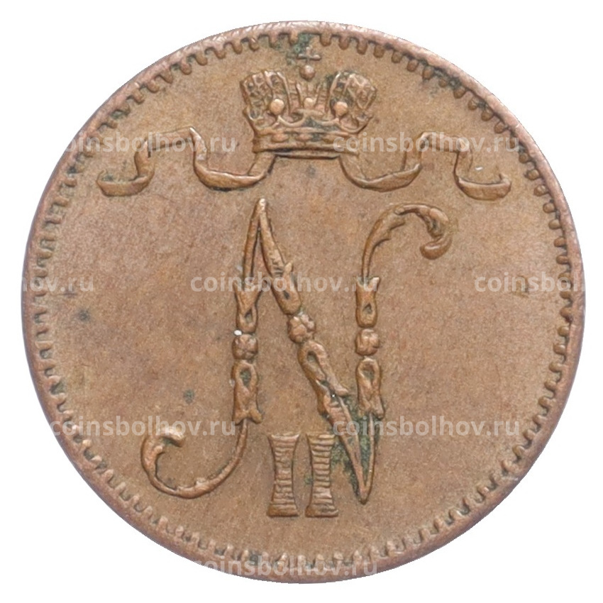 Монета 1 пенни 1907 года Русская Финляндия (вид 2)