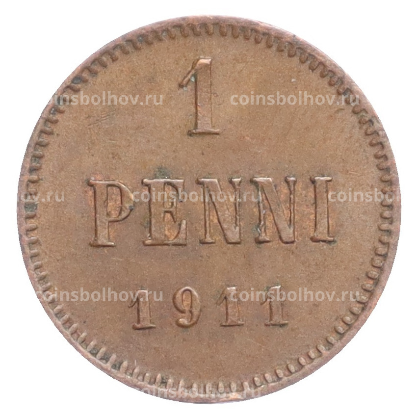 Монета 1 пенни 1911 года Русская Финляндия