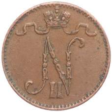 Монета 1 пенни 1907 года Русская Финляндия (реверс)