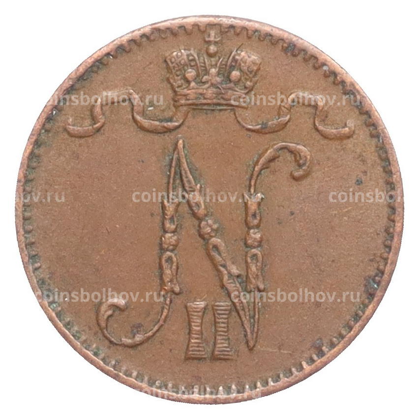 Монета 1 пенни 1907 года Русская Финляндия (вид 2)
