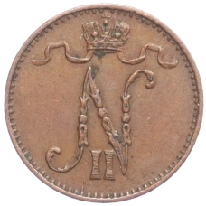 Монета 1 пенни 1909 года Русская Финляндия (реверс)