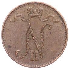 Монета 1 пенни 1911 года Русская Финляндия (реверс)